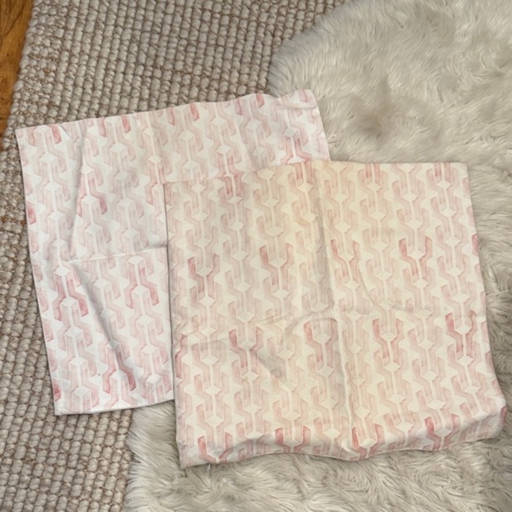 Set of Minted Pink and White Patterned Pillow Covers